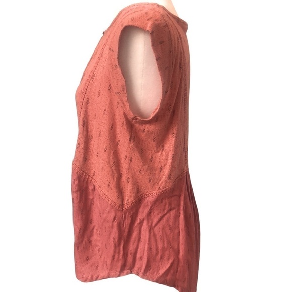 Lucky Brand Pink/Peach Flowy Embroidered Top, Size Large - Picture 4 of 12